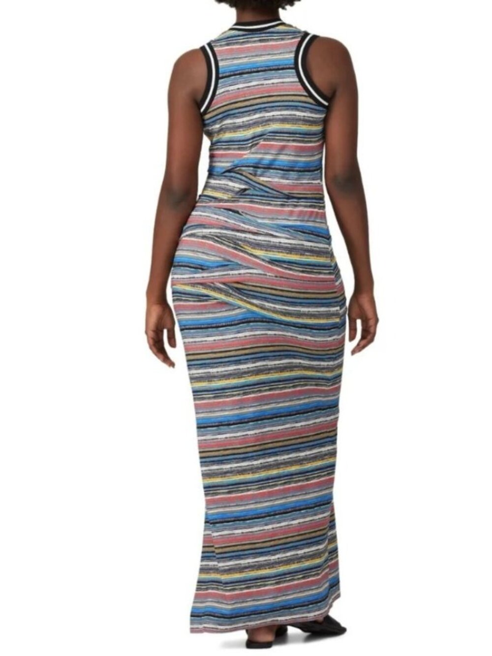 Nicole Miller Collection Vanessa Island Stripe Ruched Maxi Dress 2X EUC